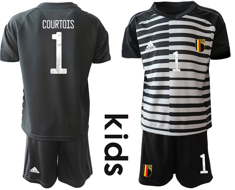 Cheap 2021 European Cup Belgiumblack Youth goalkeeper 1 soccer jerseys